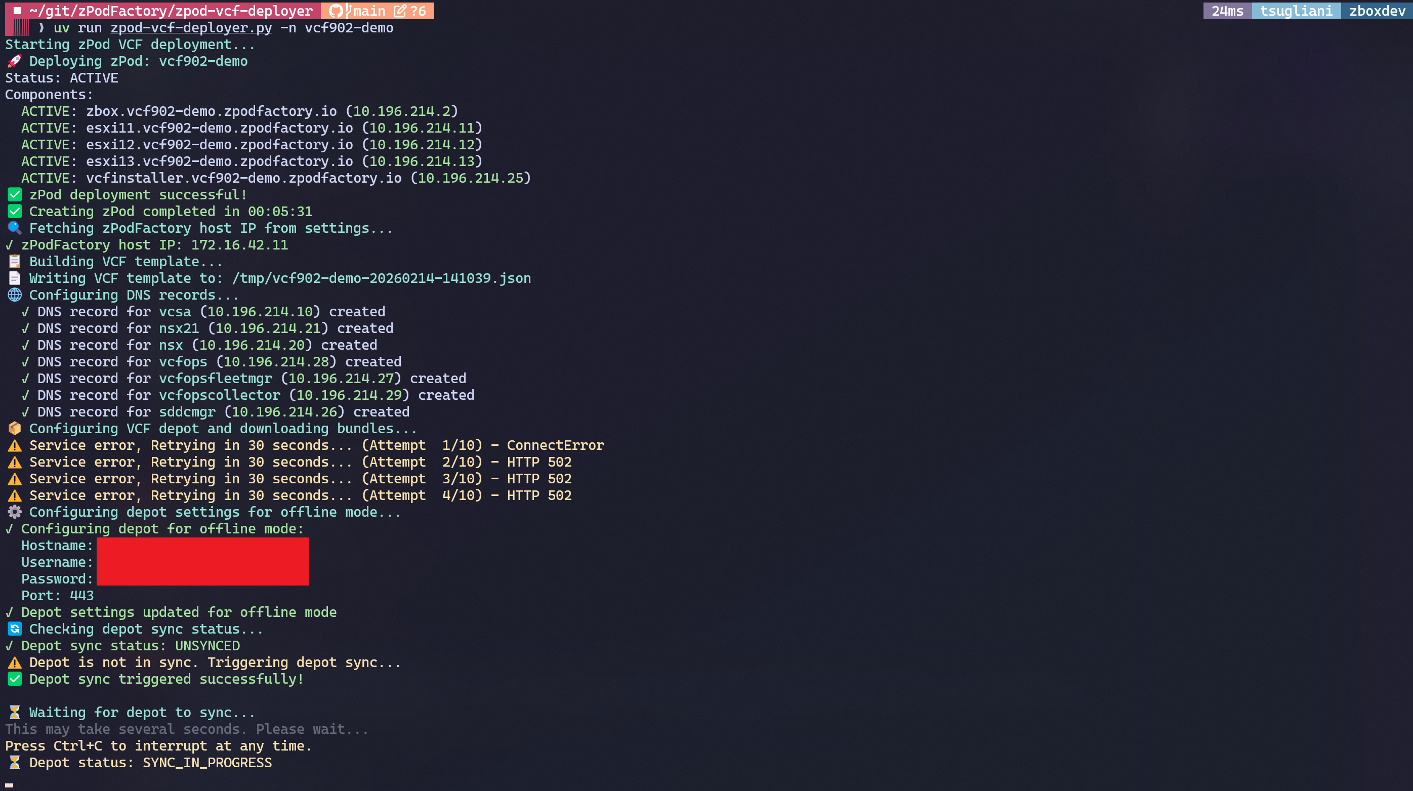zpod-vcf-deployer — deployment initialization