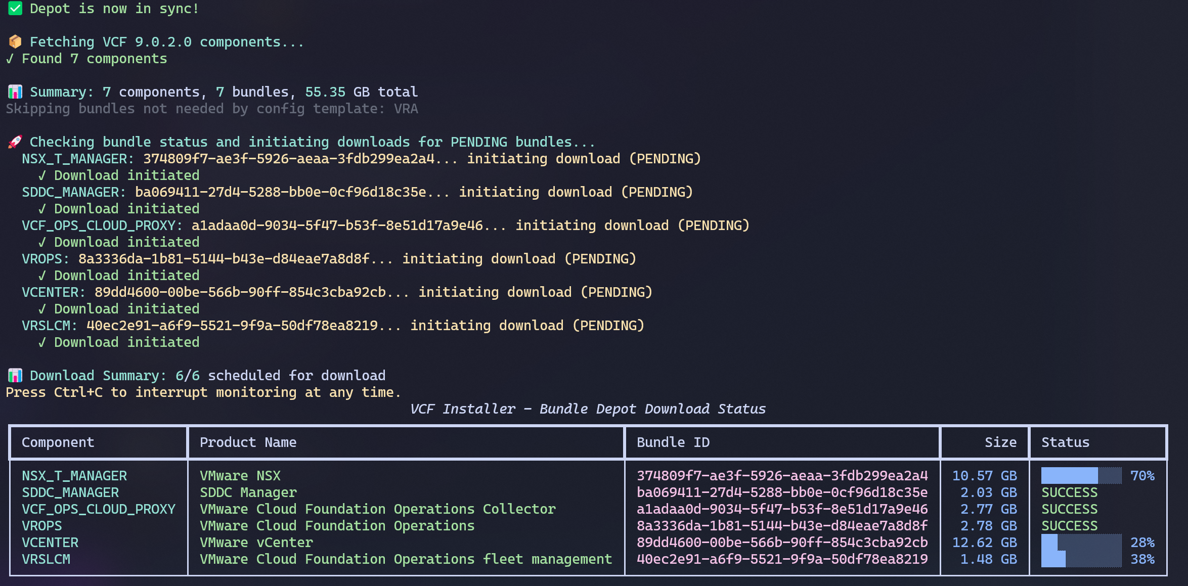 zpod-vcf-deployer — offline depot and bundle downloads